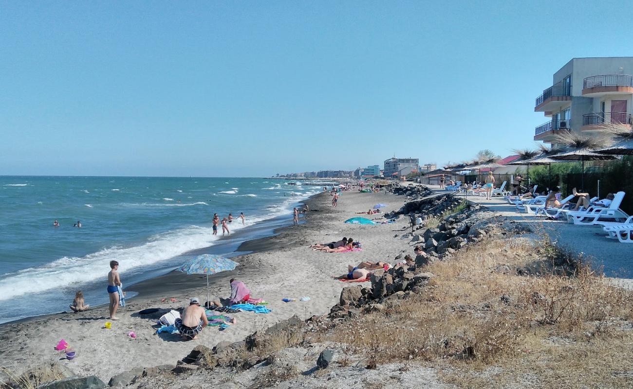 Photo of Anhialo beach with gray fine pebble surface