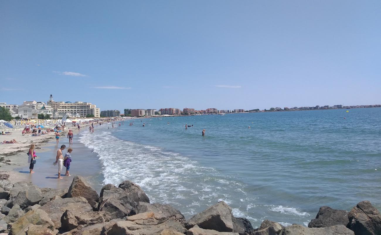 Photo of Pomorie beach South with gray sand surface