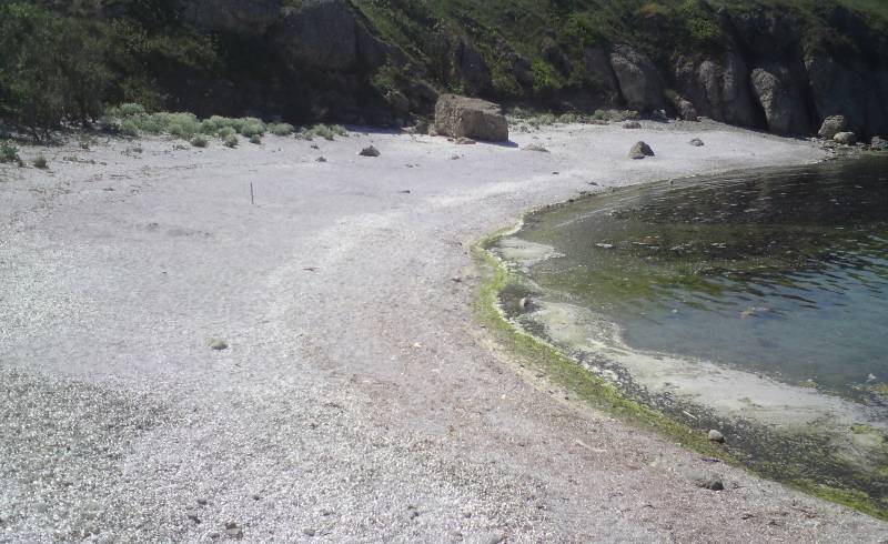 Photo of Perlene plage with light fine pebble surface