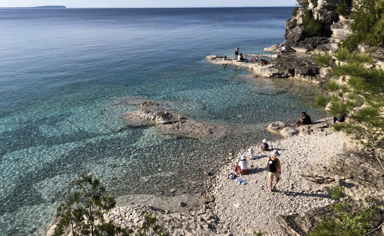 Photo of Indian Head Cove with rocks cover surface