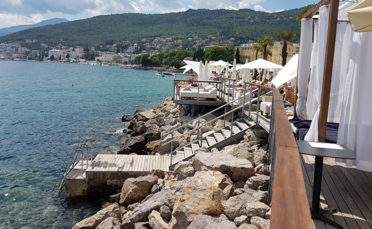 Photo of Opatija beach with concrete cover surface