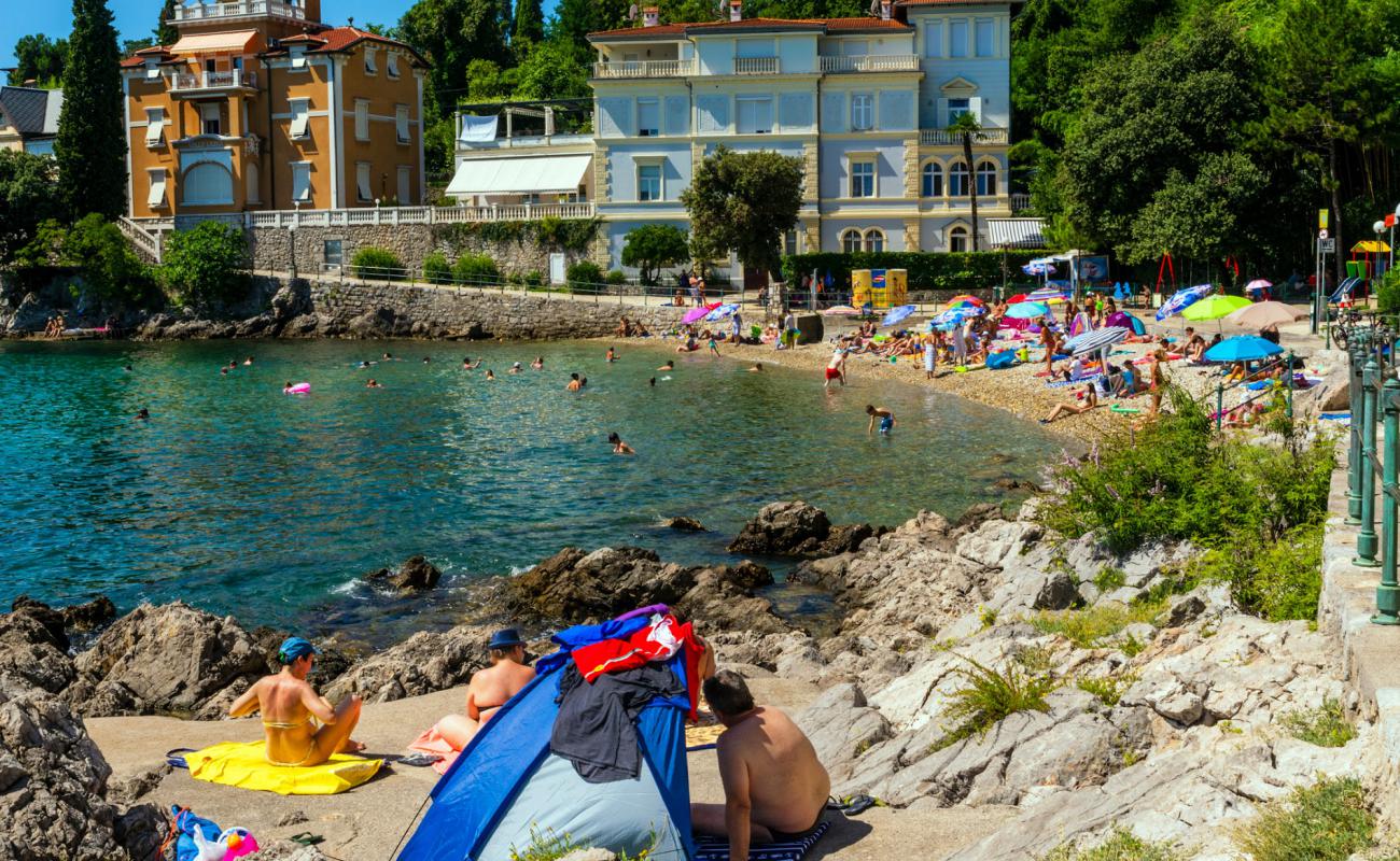 Photo of Volosko beach with gray fine pebble surface