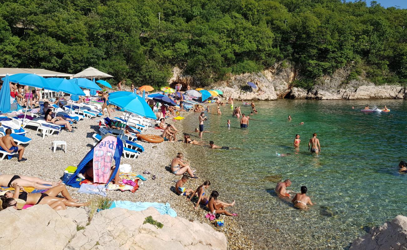 Photo of Svezanj Bay with brown fine pebble surface