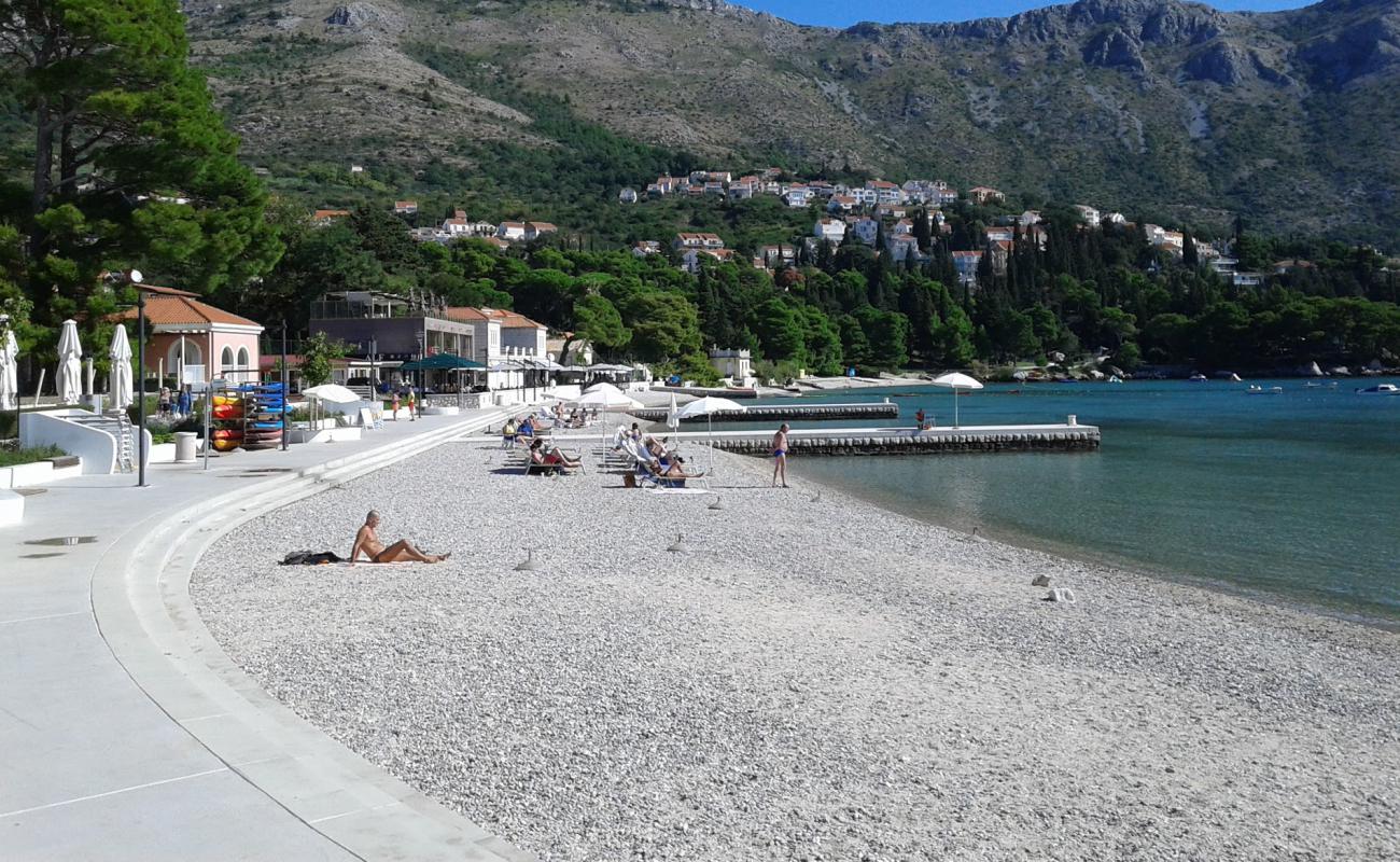 Photo of Srebreno beach with light pebble surface