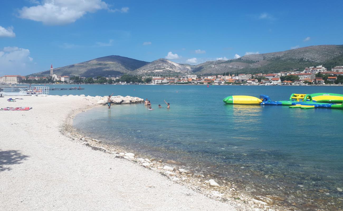 Photo of Trogir beach with light pebble surface