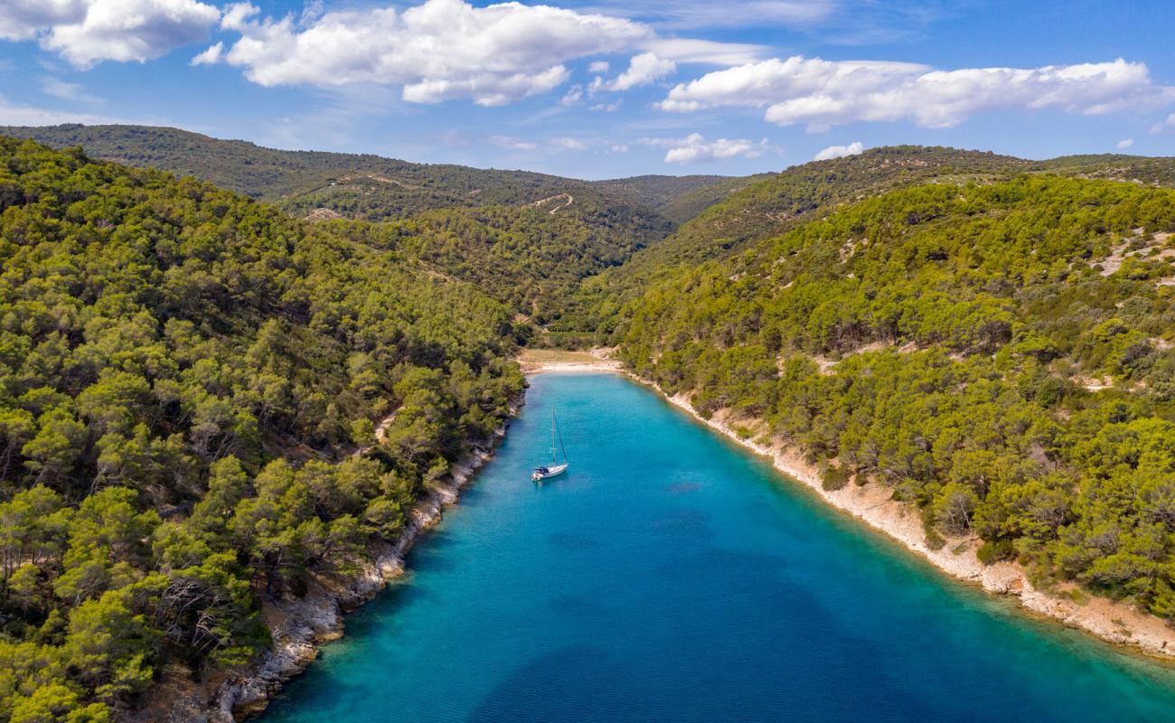 Photo of Dramotinj beach with light fine pebble surface