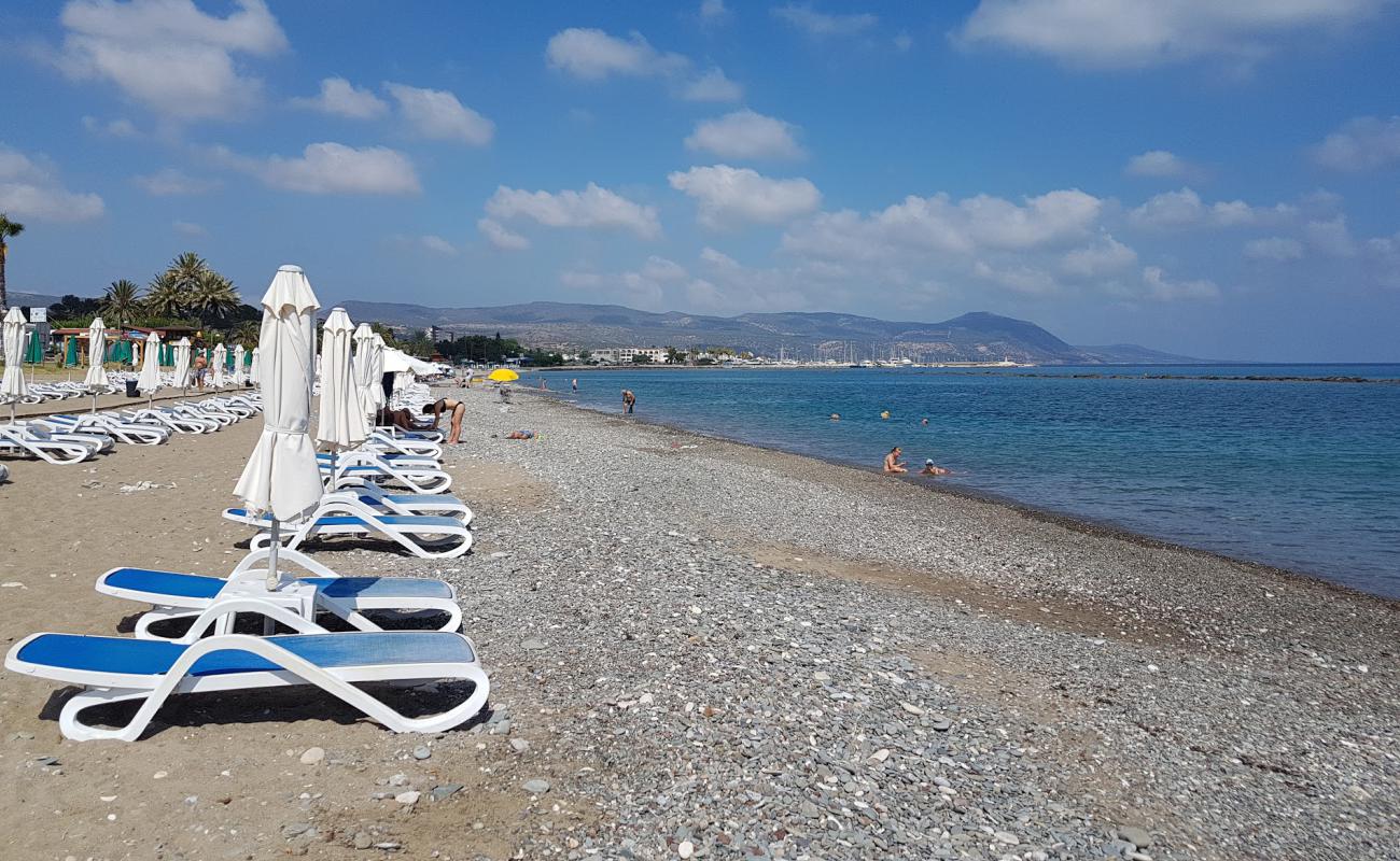 Photo of Latchi beach with light fine pebble surface