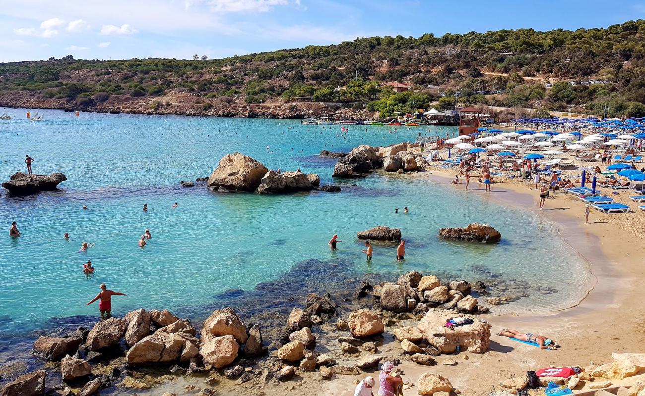 Photo of Konnos beach with bright fine sand surface