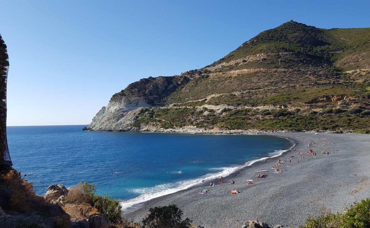 Photo of D'Albo beach with gray pebble surface