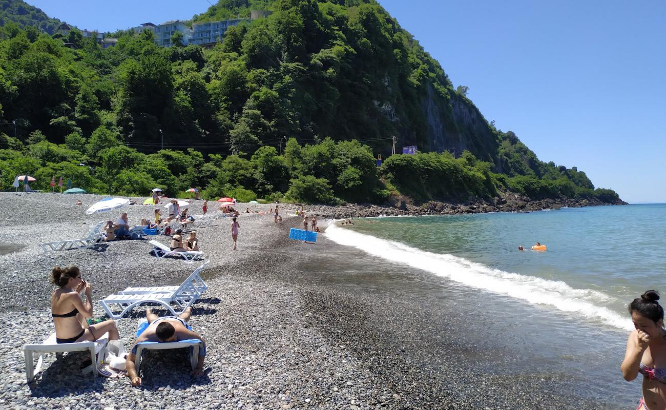 Photo of Kvariati beach with gray fine pebble surface