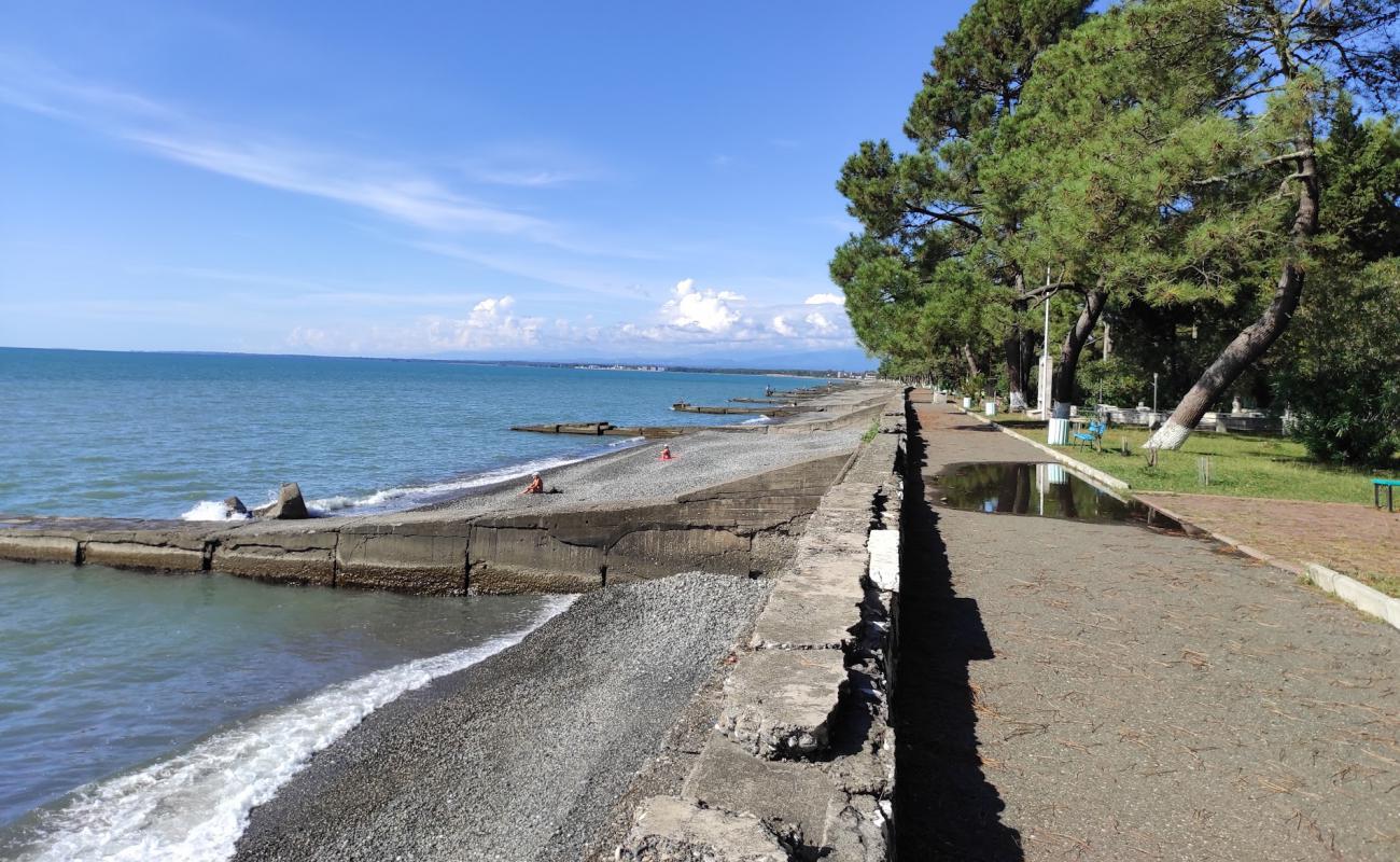 Photo of Ochamchire beach with gray fine pebble surface