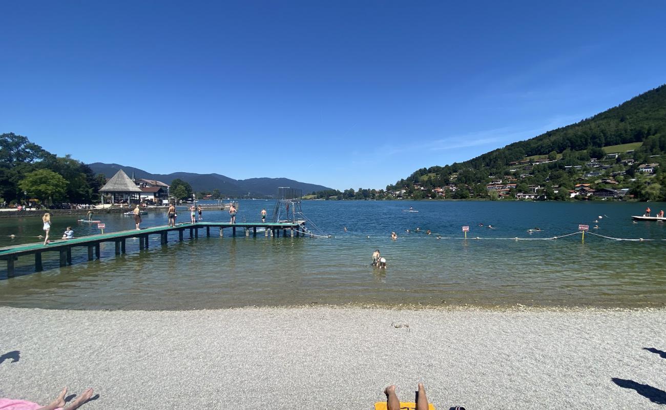 Photo of Lake and Warmbad Rottach-Egern with gray fine pebble surface