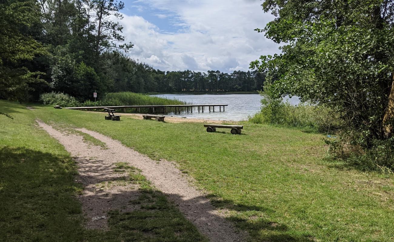 Photo of Badestelle Bergsee with bright sand surface