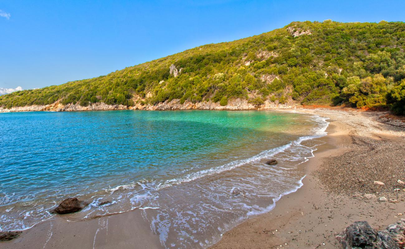 Photo of Stavrolimena beach with white shell sand surface