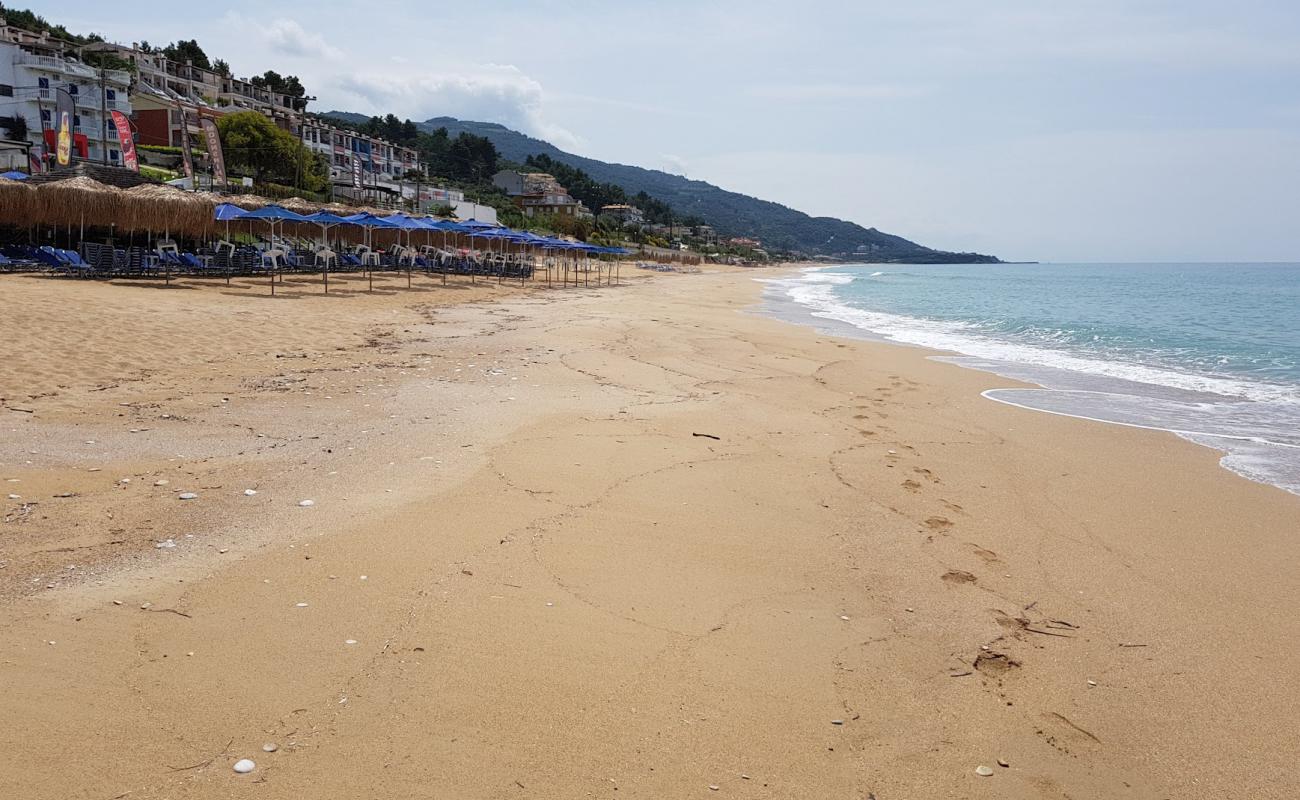 Photo of loutsas beach with bright sand surface