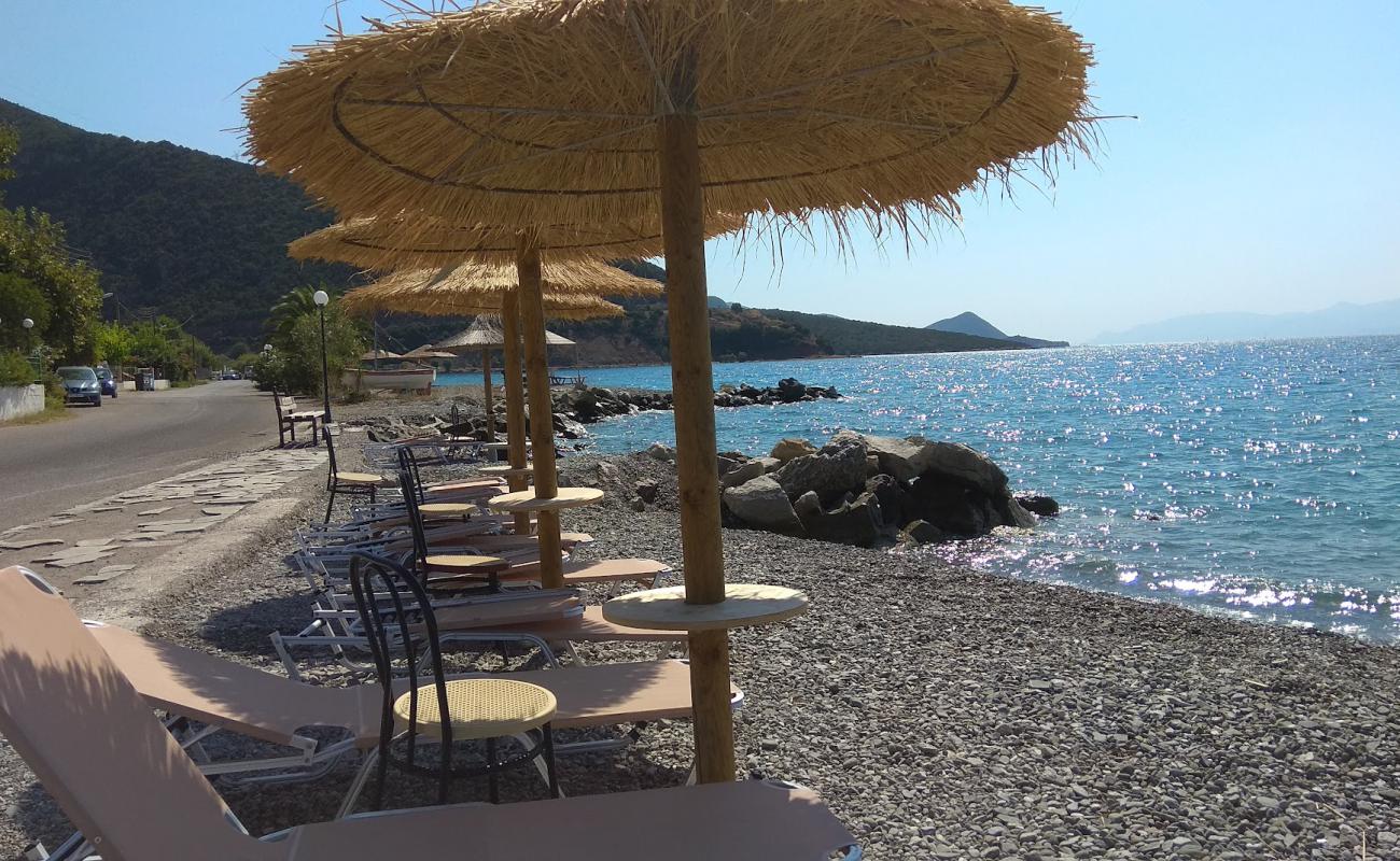 Photo of Spilia beach with gray fine pebble surface