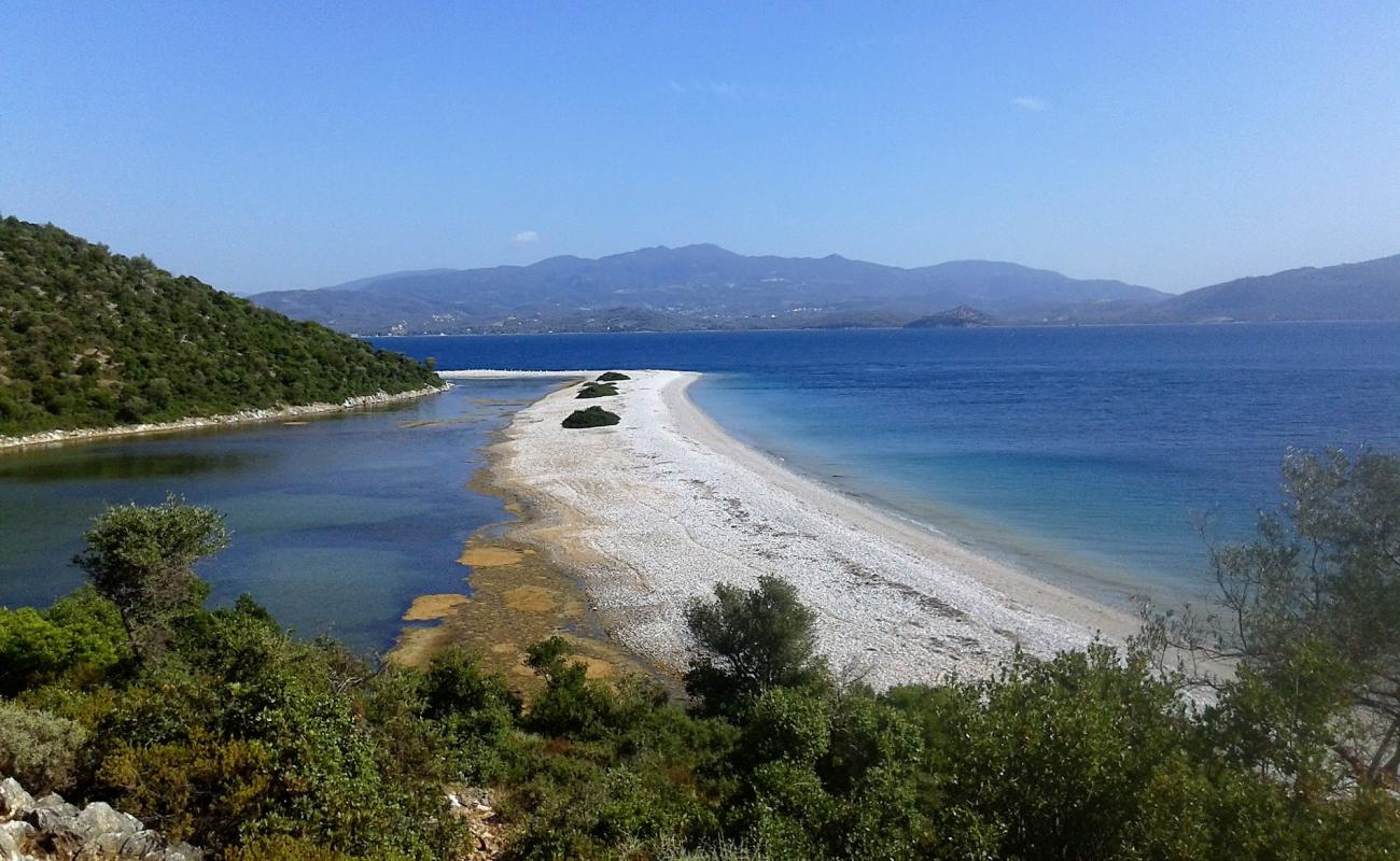 Photo of Ag. Sostis beach with white fine pebble surface