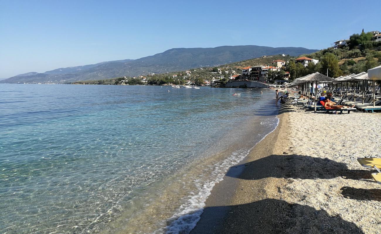 Photo of Ampovos beach with brown fine pebble surface