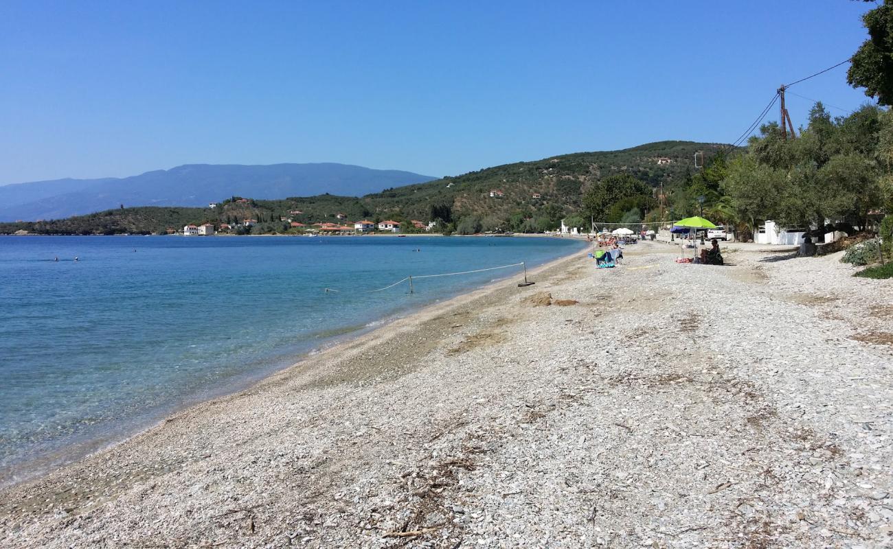 Photo of Kalamos beach with brown fine pebble surface