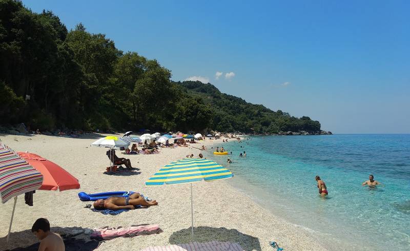 Photo of Plaka beach with light fine pebble surface