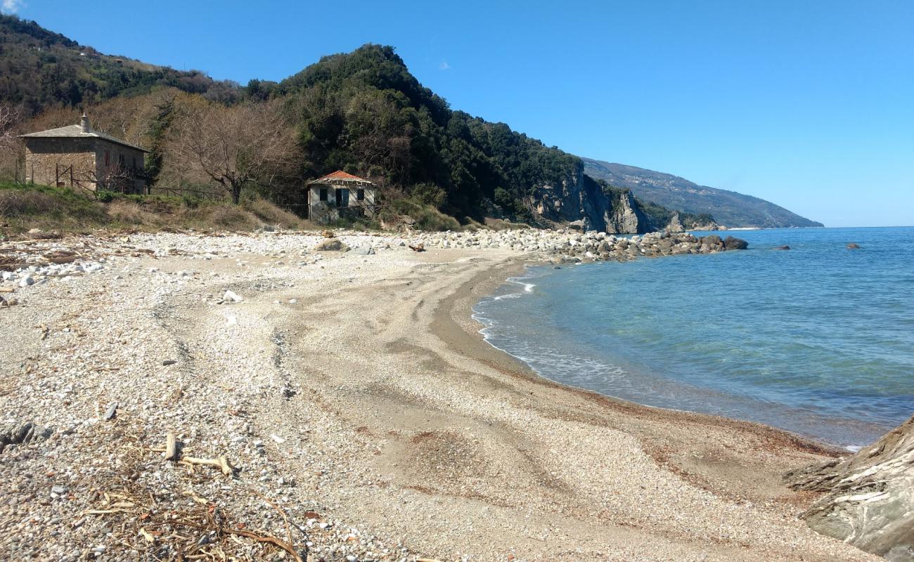 Photo of Banikas beach with light pebble surface