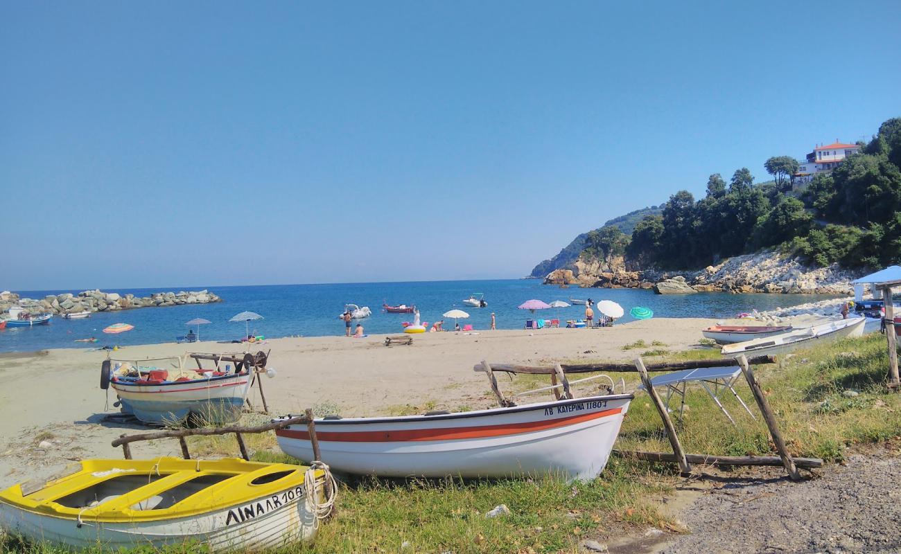 Photo of Port of Chorefto beach with gray sand surface