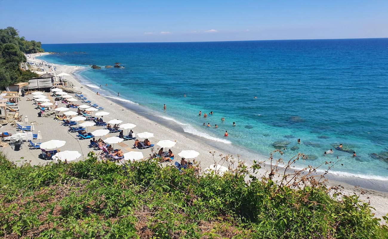 Photo of Vouka beach with light fine pebble surface