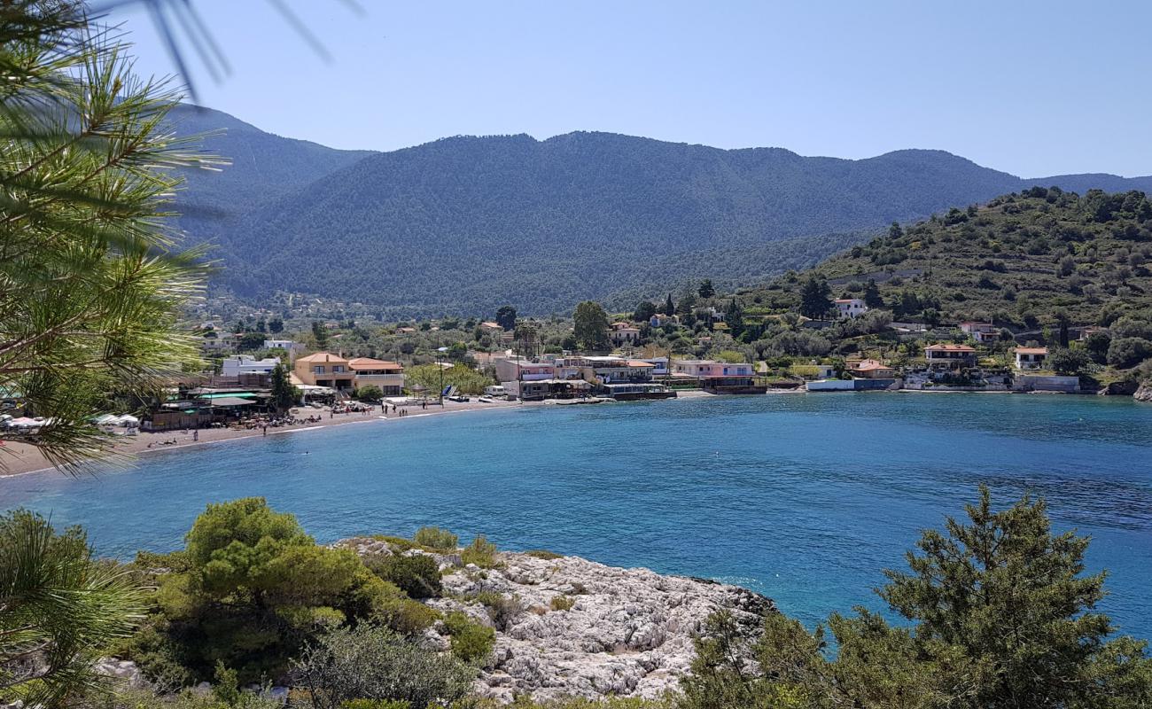 Photo of Ag. Sotira beach with brown fine pebble surface