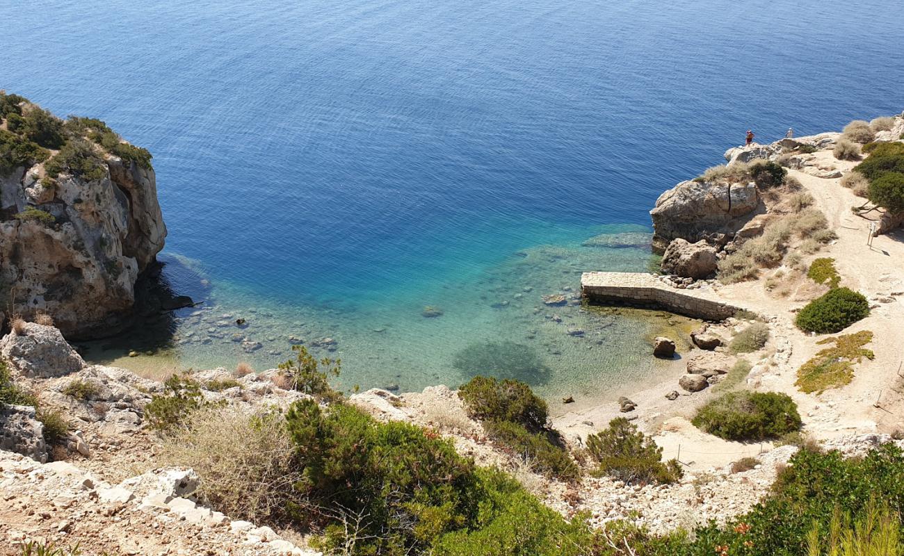 Photo of Heraclion bay with brown fine pebble surface