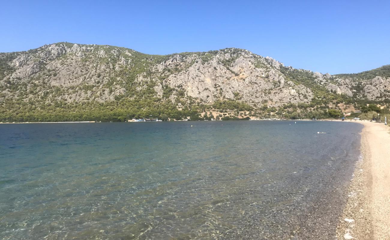 Photo of Niki's beach with brown fine pebble surface