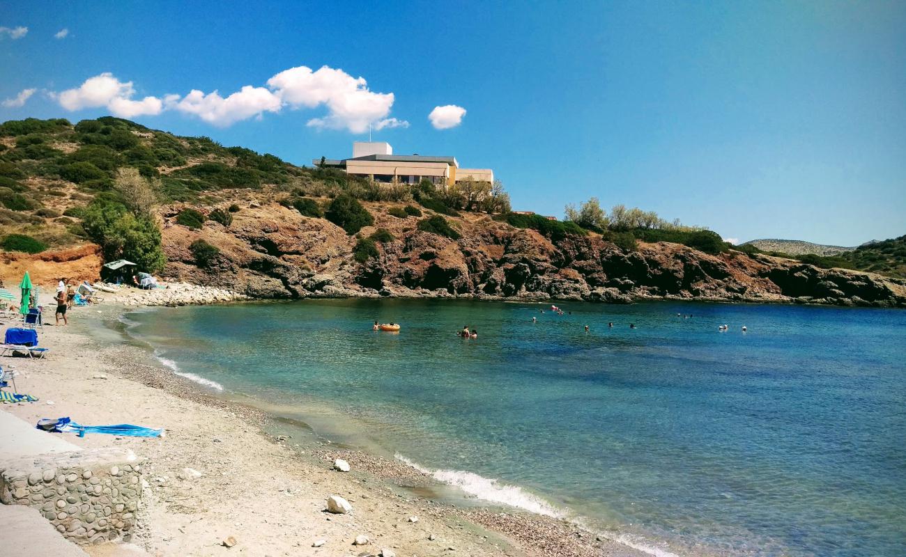 Photo of Paralia Anavissos with bright sand & rocks surface