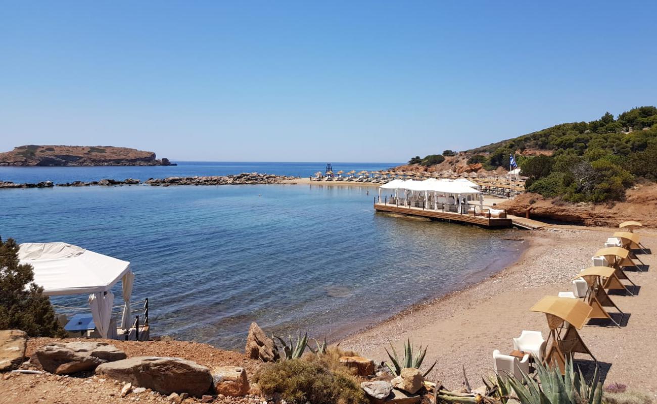 Photo of Cape Sounio with brown sand surface