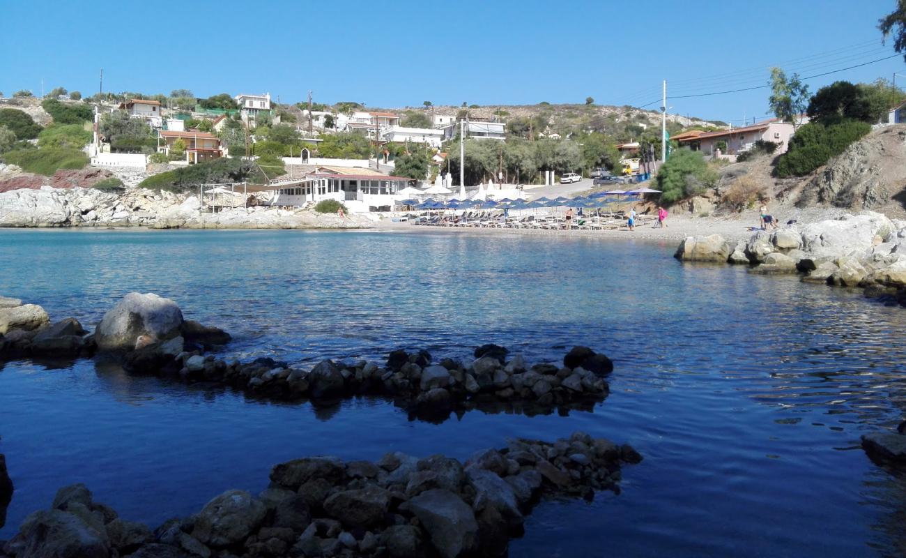 Photo of Limniona Bay with light pebble surface