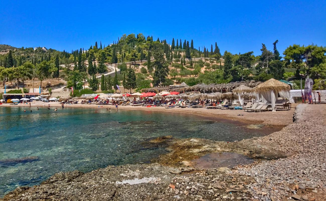 Photo of Paralia Agia Marina with light sand &  pebble surface