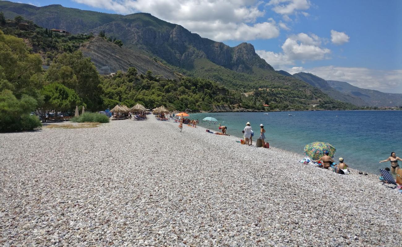 Photo of Paralia Pounta with gray fine pebble surface