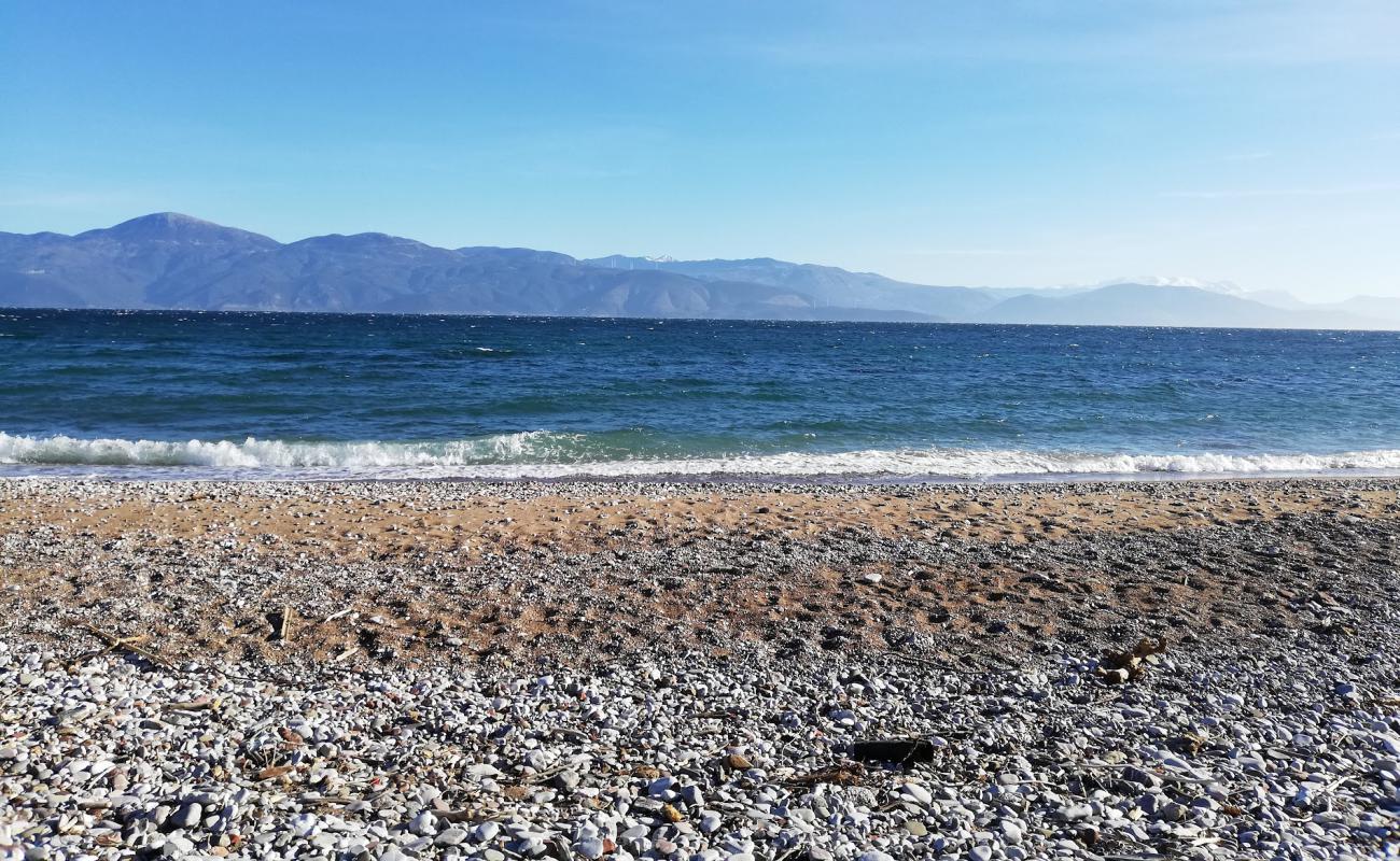 Photo of Egio beach with black sand & pebble surface