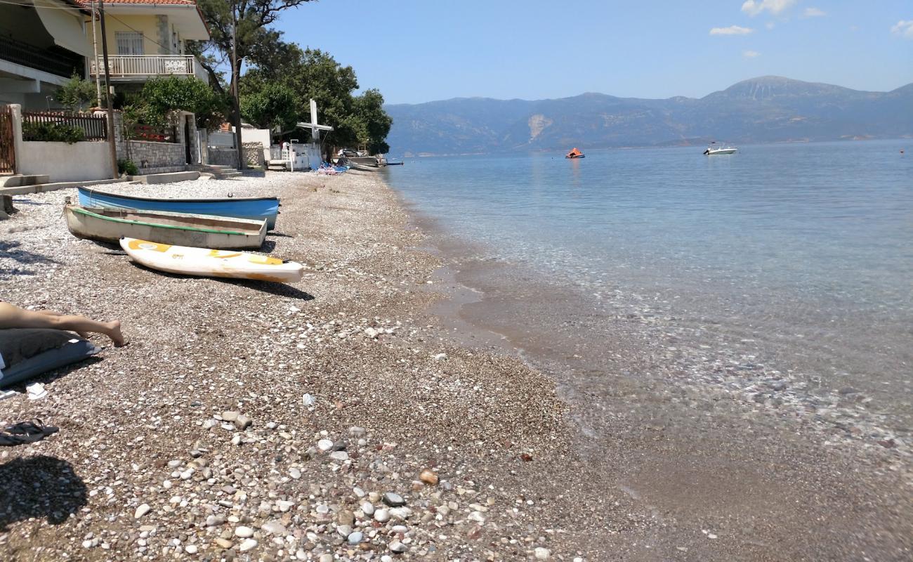 Photo of Paralia Loggos with gray pebble surface