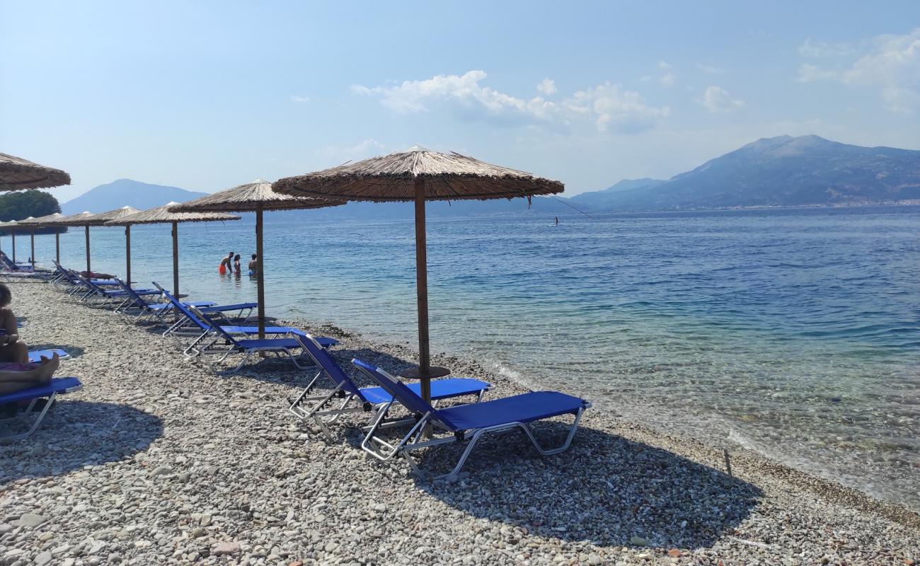 Photo of Drepano beach with gray fine pebble surface