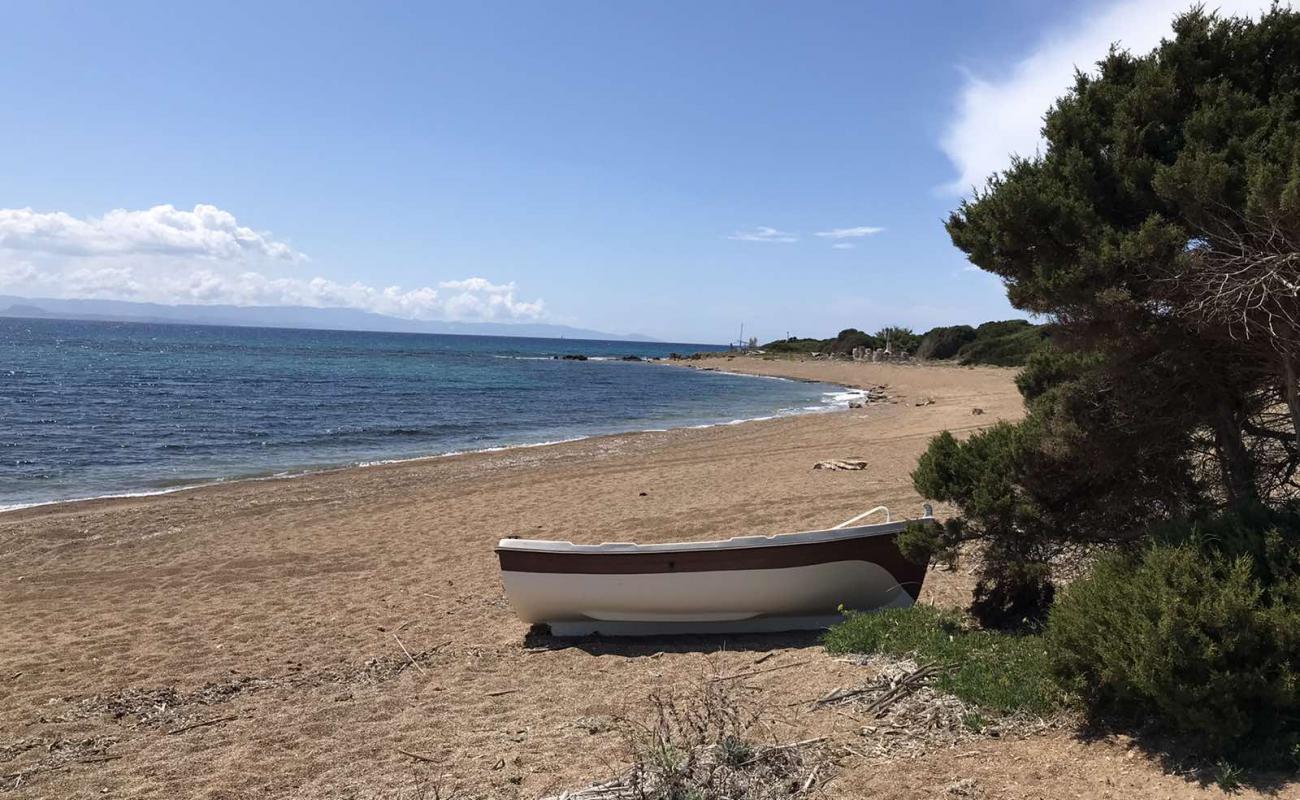 Photo of Akrotiri beach with light sand &  pebble surface