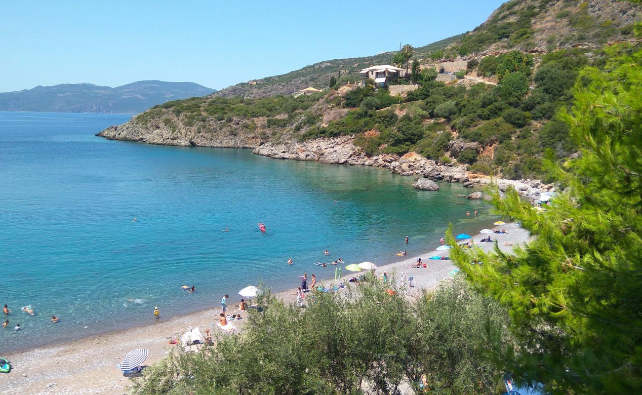 Photo of Delfinia beach with gray pebble surface