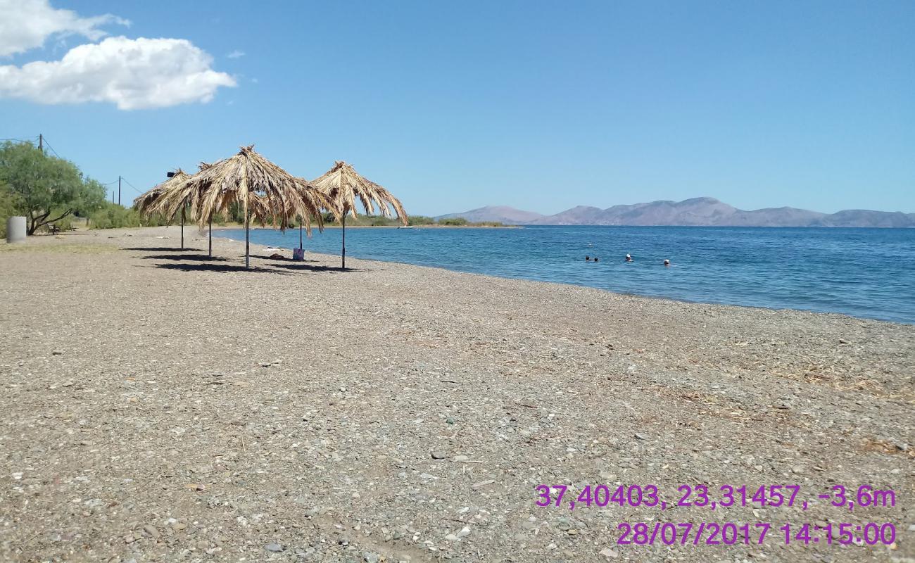 Photo of Limni Thermisia beach with light sand &  pebble surface