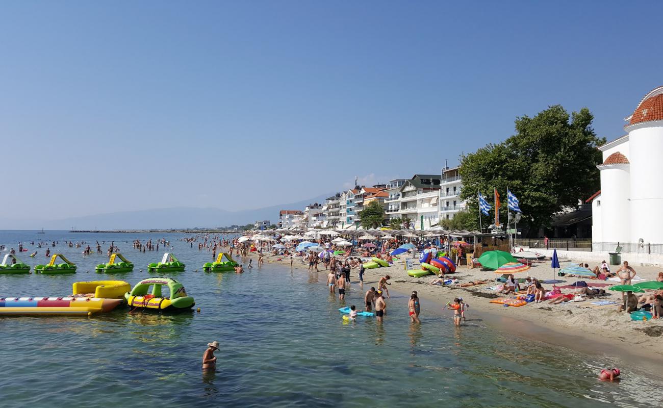 Photo of Olympiaki Akti beach with gray sand surface