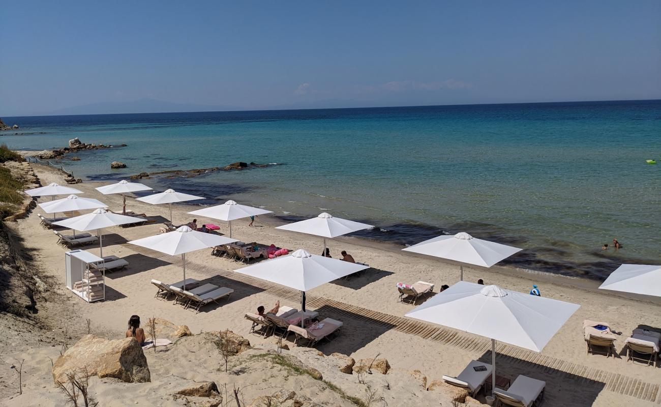 Photo of Sani beach with white fine sand surface