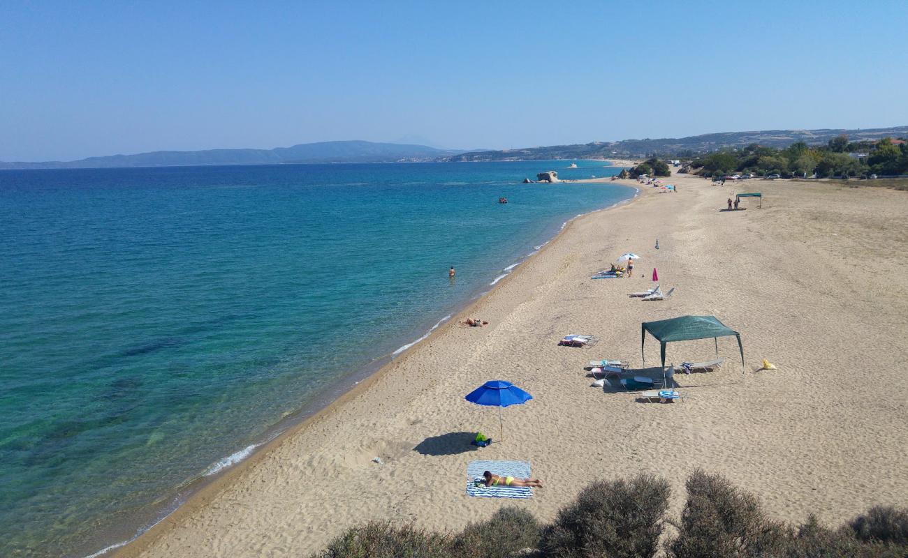 Photo of Kakoudia Beach with bright sand surface