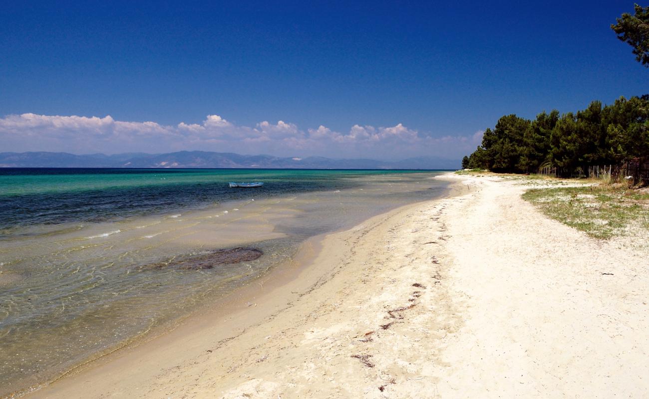 Photo of Platana beach with white sand surface