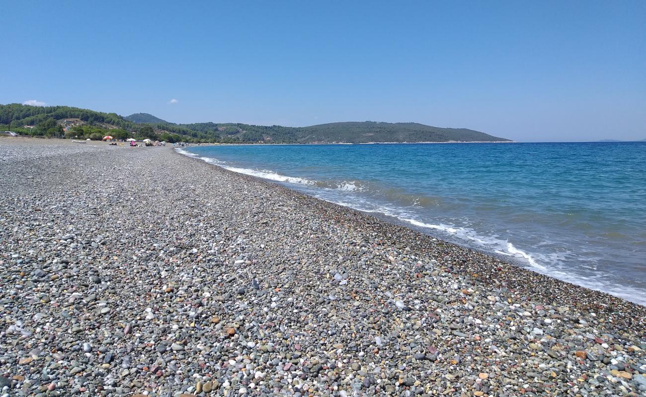 Photo of Elinika beach with gray pebble surface