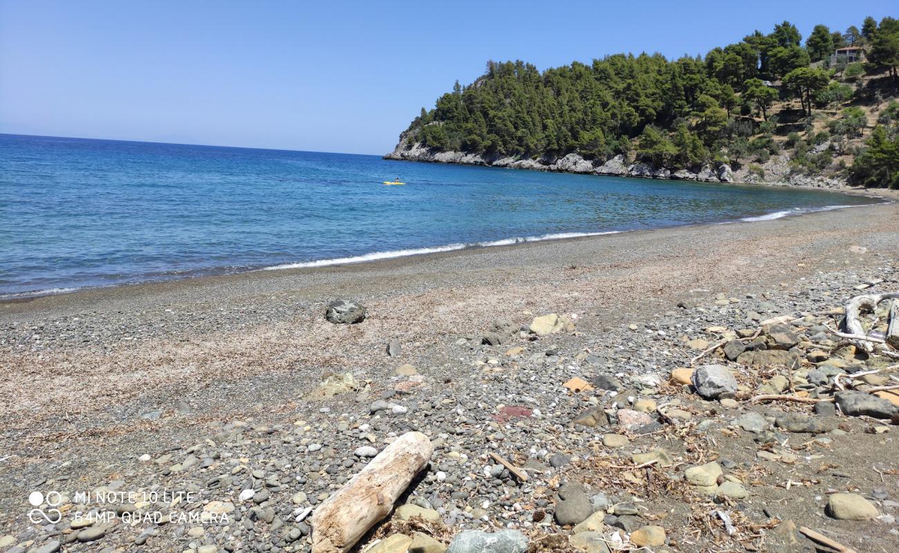 Photo of Vlachiá beach with gray sand &  pebble surface