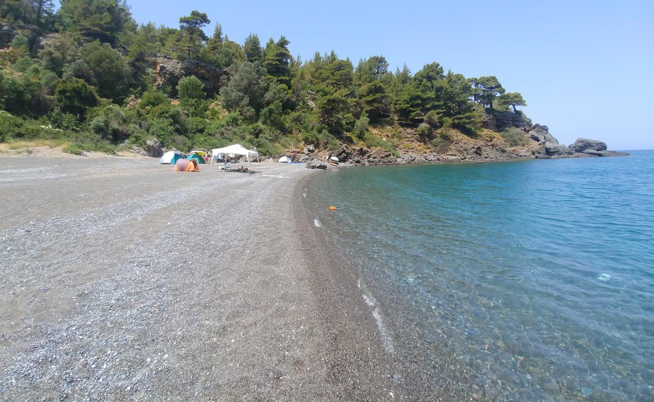 Photo of Makrigialos beach with gray fine pebble surface