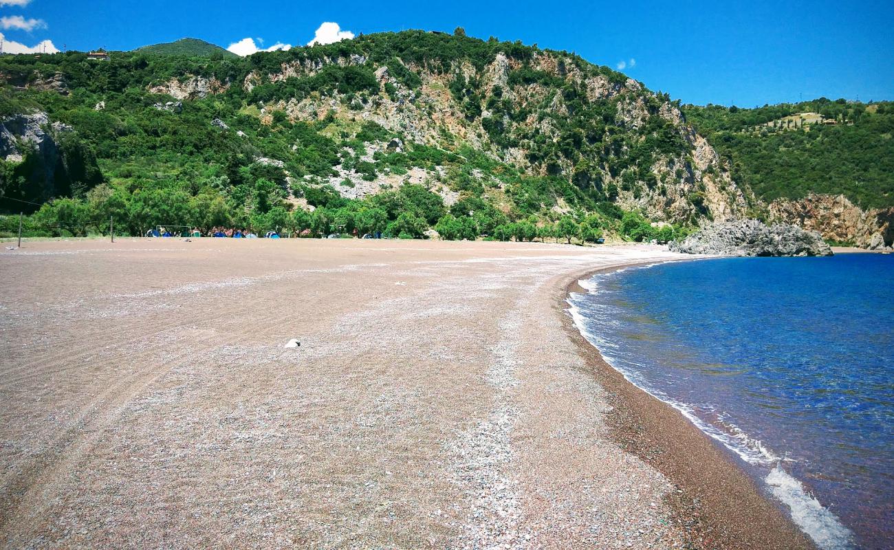 Photo of Limnionas beach with gray fine pebble surface