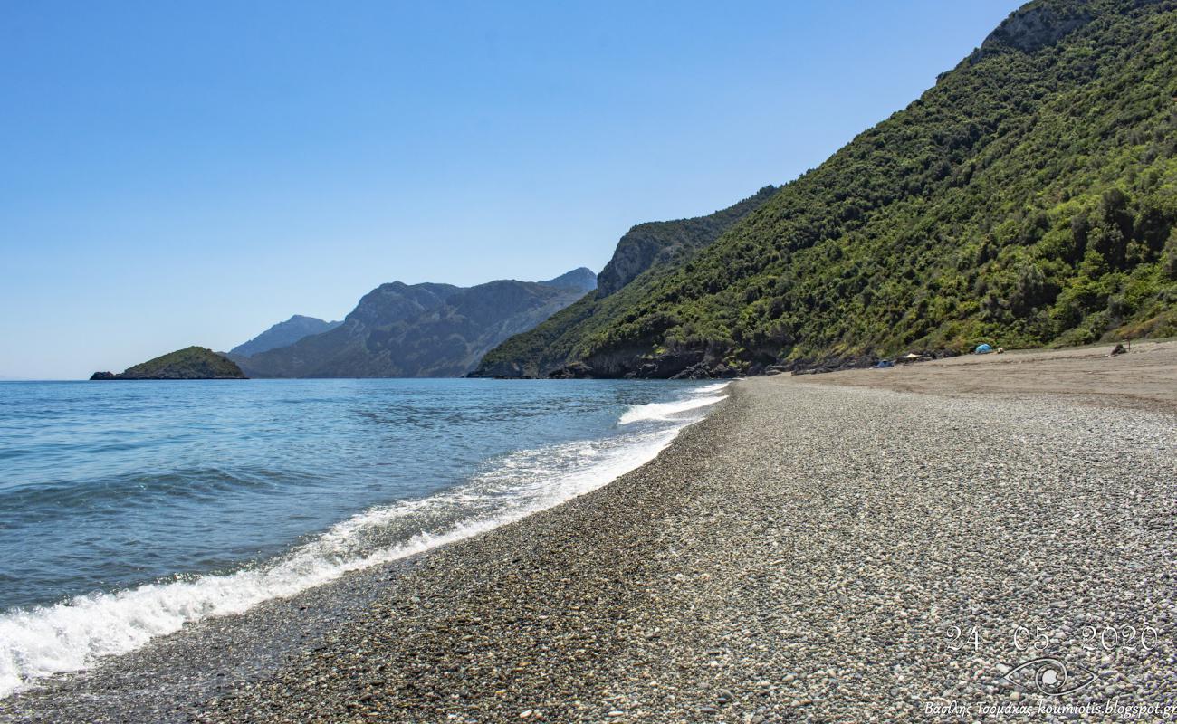 Photo of Charalambu beach with gray fine pebble surface